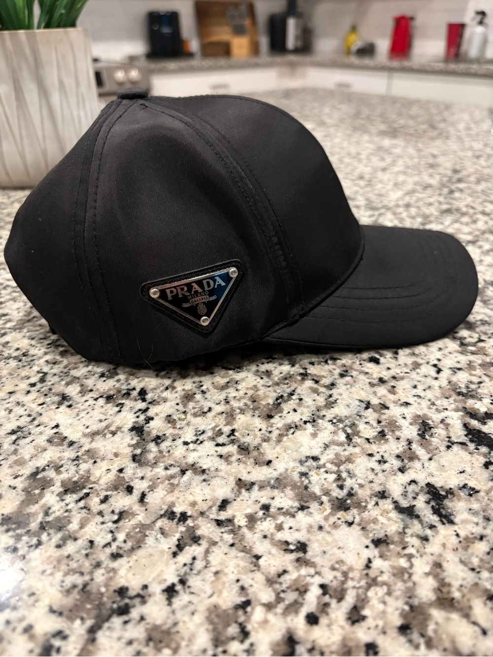 Prada Black Nylon Logo Baseball Cap